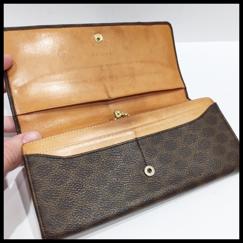 {Céline} Vintage Macadam Canvas & Italian Leather Wallet